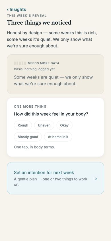 This week's reveal — three things we noticed, honest by design.